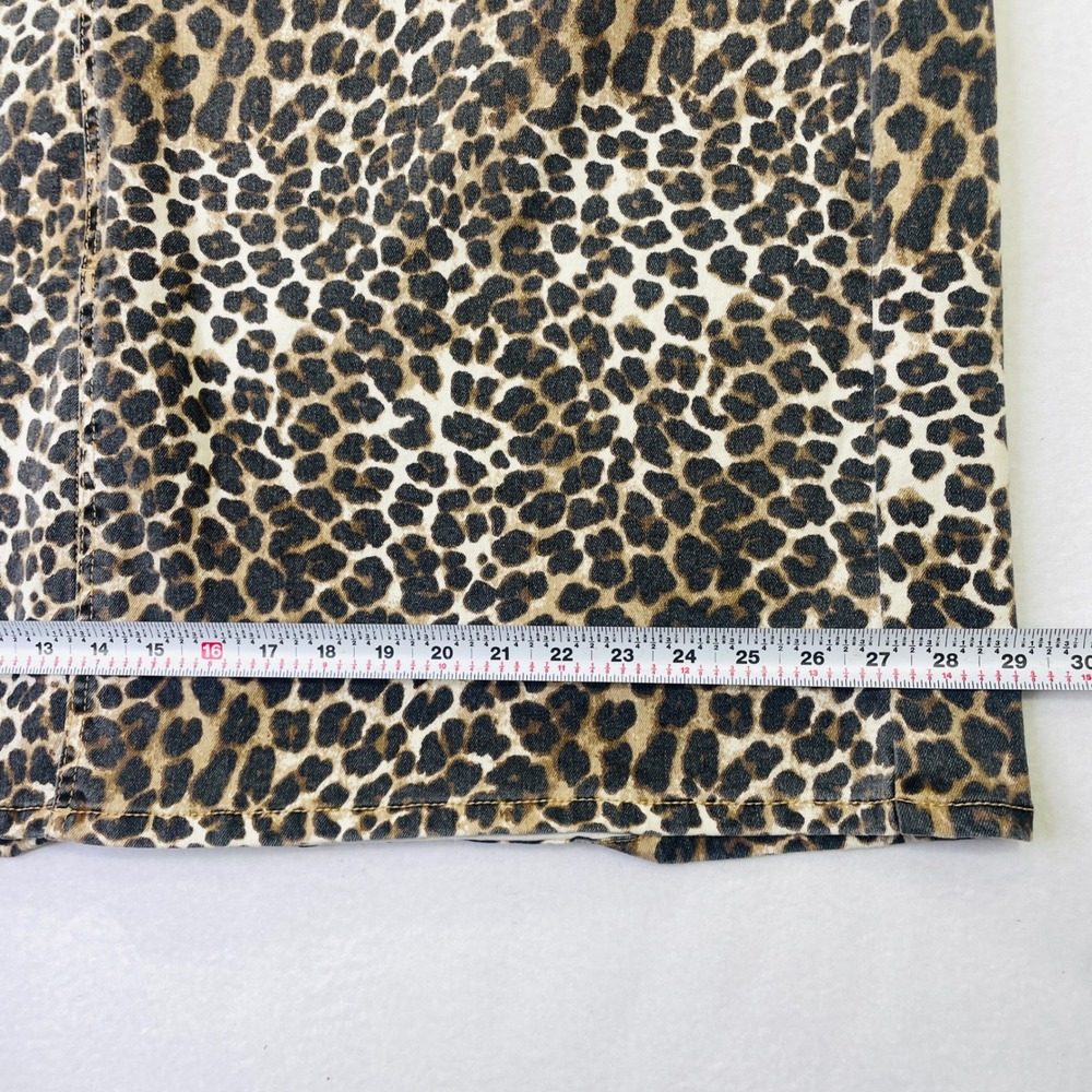 Catherines Est 1946 Denim Leopard Print Midi Skirt Plus Size 26W Brown Cheetah - Picture 9 of 9